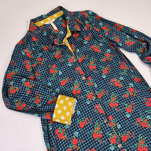 Matilda Jane Shirt Dress Women S Flip Cuff Cottagecore Button Front Gingham Rose